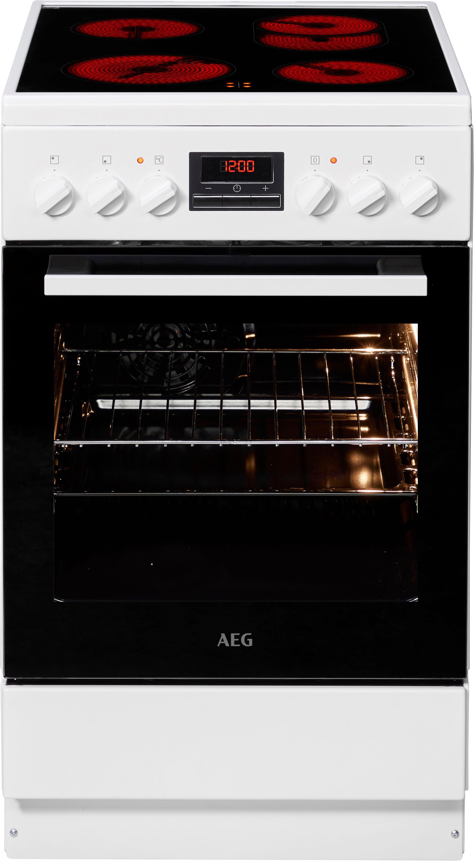 AEG Elektro-Standherd CCB544COBW, mit FlexiRunners™ – Teilauszug (2 Paar), Heißluftsystem, Bräter- und Mehrkreiskochzone, 50 cm