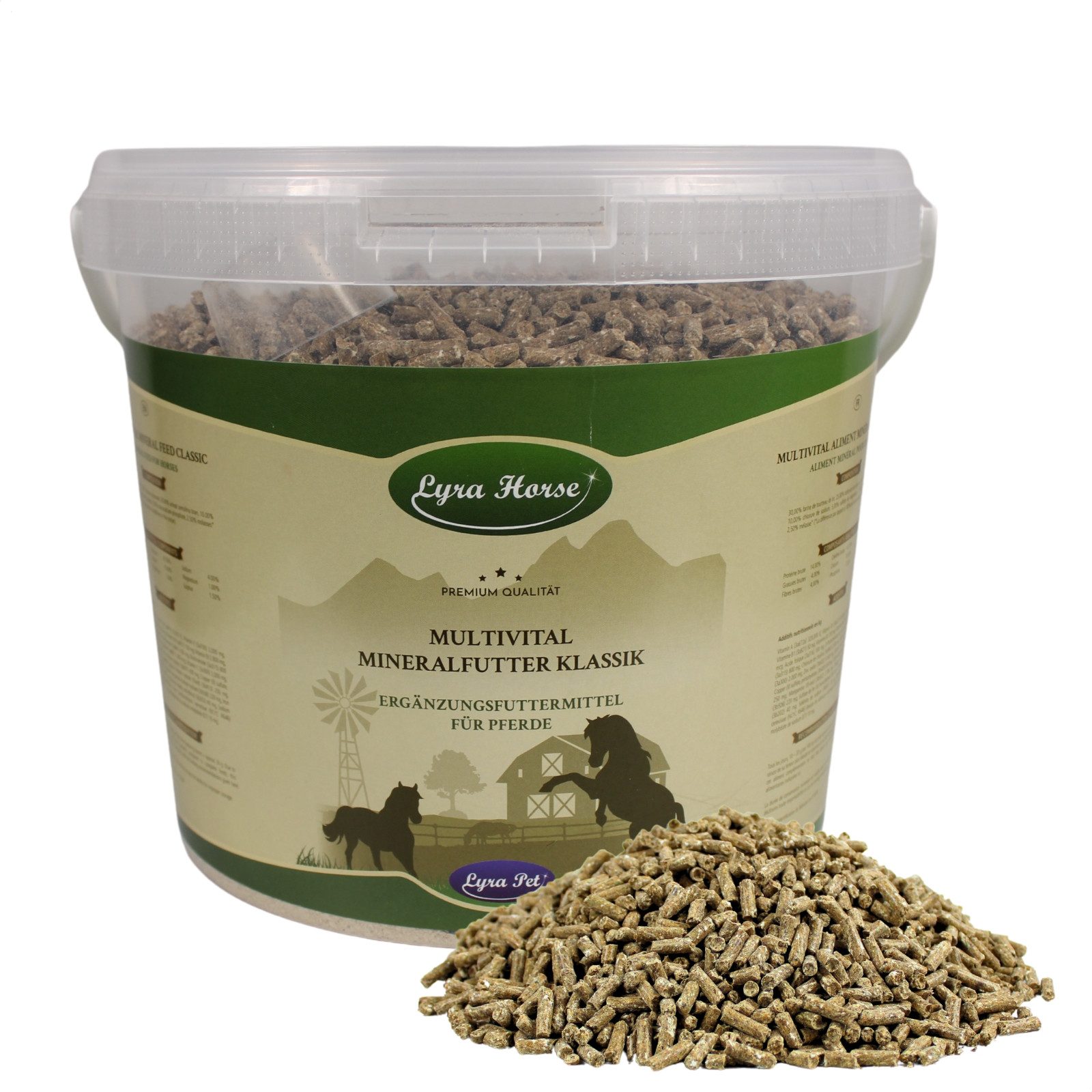 Lyra Pet 3,8 kg Lyra Horse® Multivital Mineralfutter Klassik im Eimer Leinkuchenmehl, Pferdefutter für: Pferd