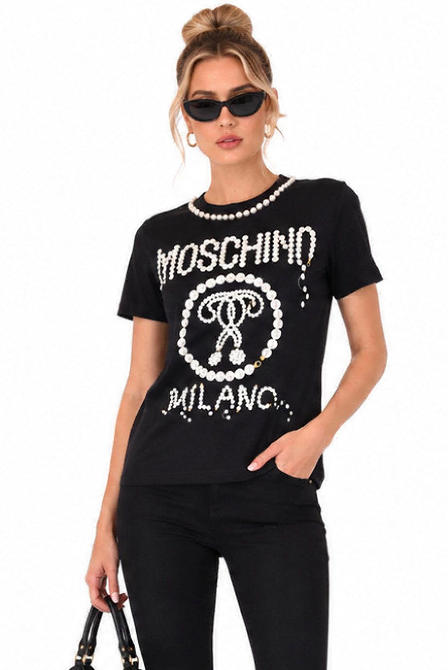 T-Shirt COUTURE Milano mit Faux Perlen Top