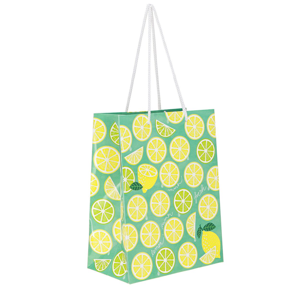Florists Products Tragetasche Geschenktasche Papier mit Zitronendesign und stabilen Henkeln, 2 Stück