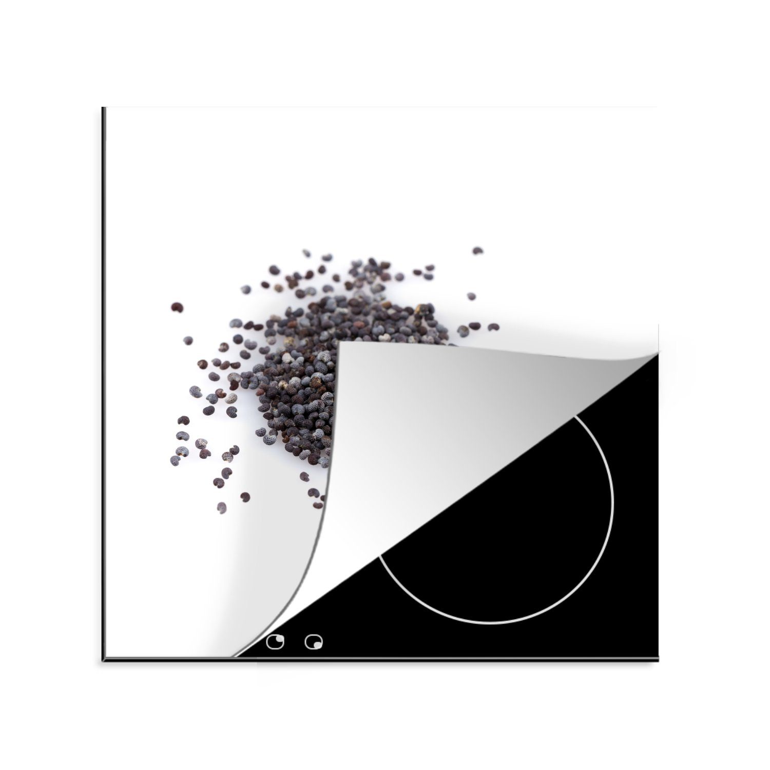 MuchoWow Herdblende-/Abdeckplatte Schwarzer Mohn auf einem Haufen, Vinyl, (1 tlg), 78x78 cm, Ceranfeldabdeckung, Arbeitsplatte für küche | Herdabdeckplatten