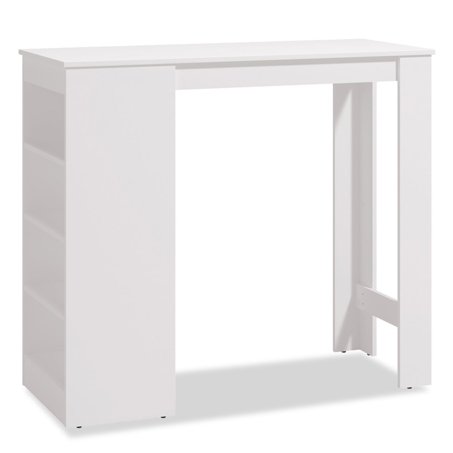 Homestyle4u Bartisch Hochtisch Tresen Küche Stehtisch Tisch Holz Eiche mit Stauraum, mit 4 Fächern