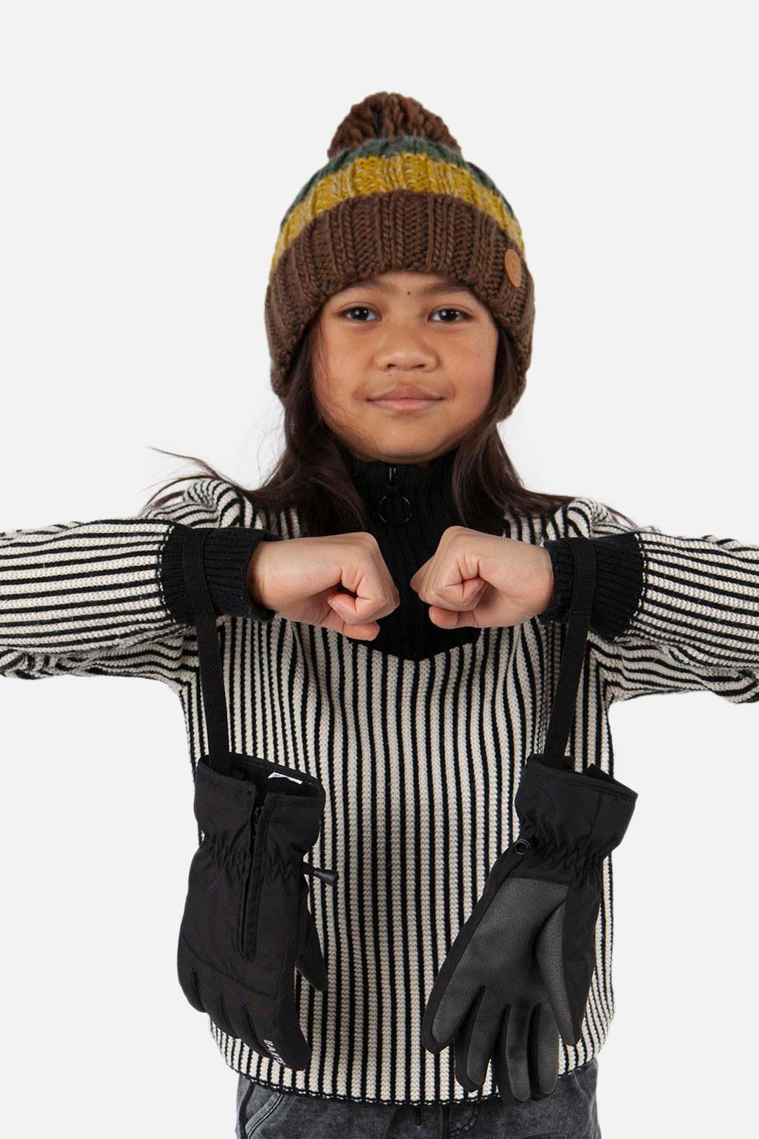 Barts Fleecehandschuhe Barts Kids Black Gloves Zipper Kinder Accessoires