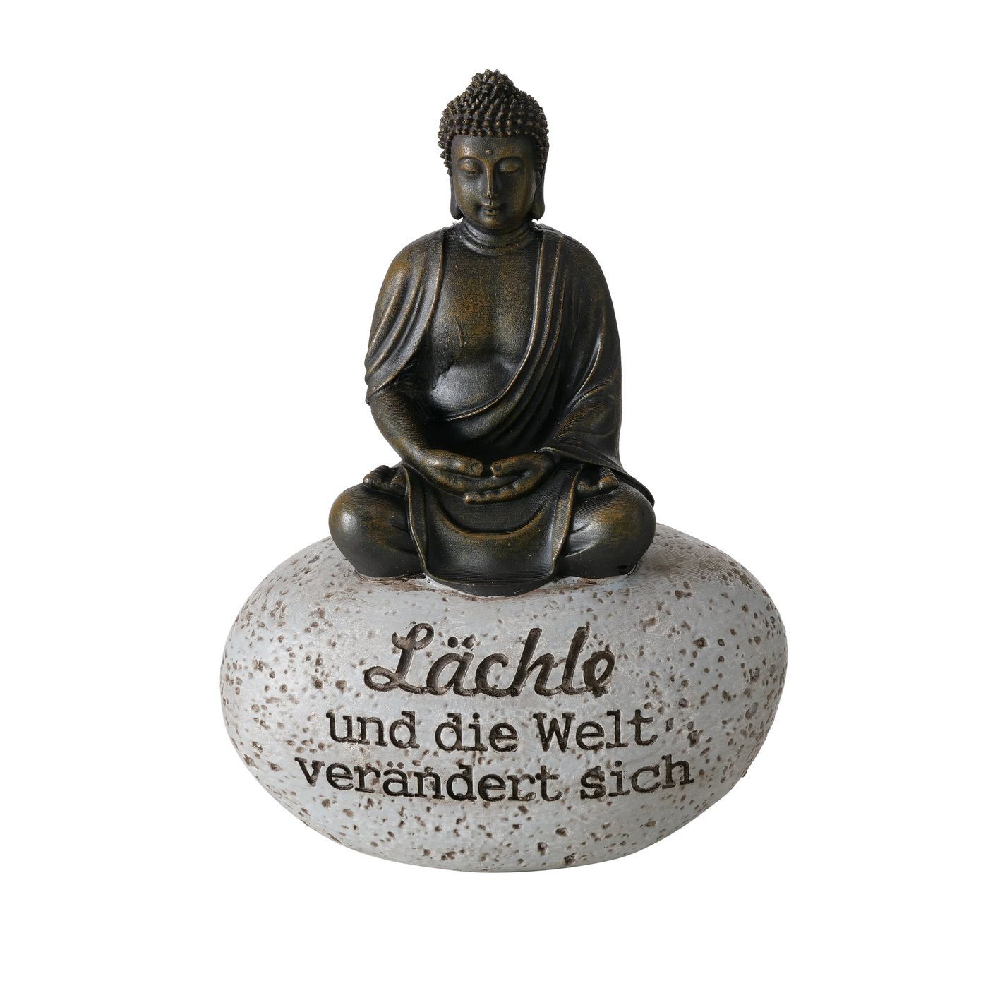 BOLTZE Buddhafigur Buddhafigur Zen-Buddha 2er Set braun grau 15 cm (2 St) – Bild 3 von 5