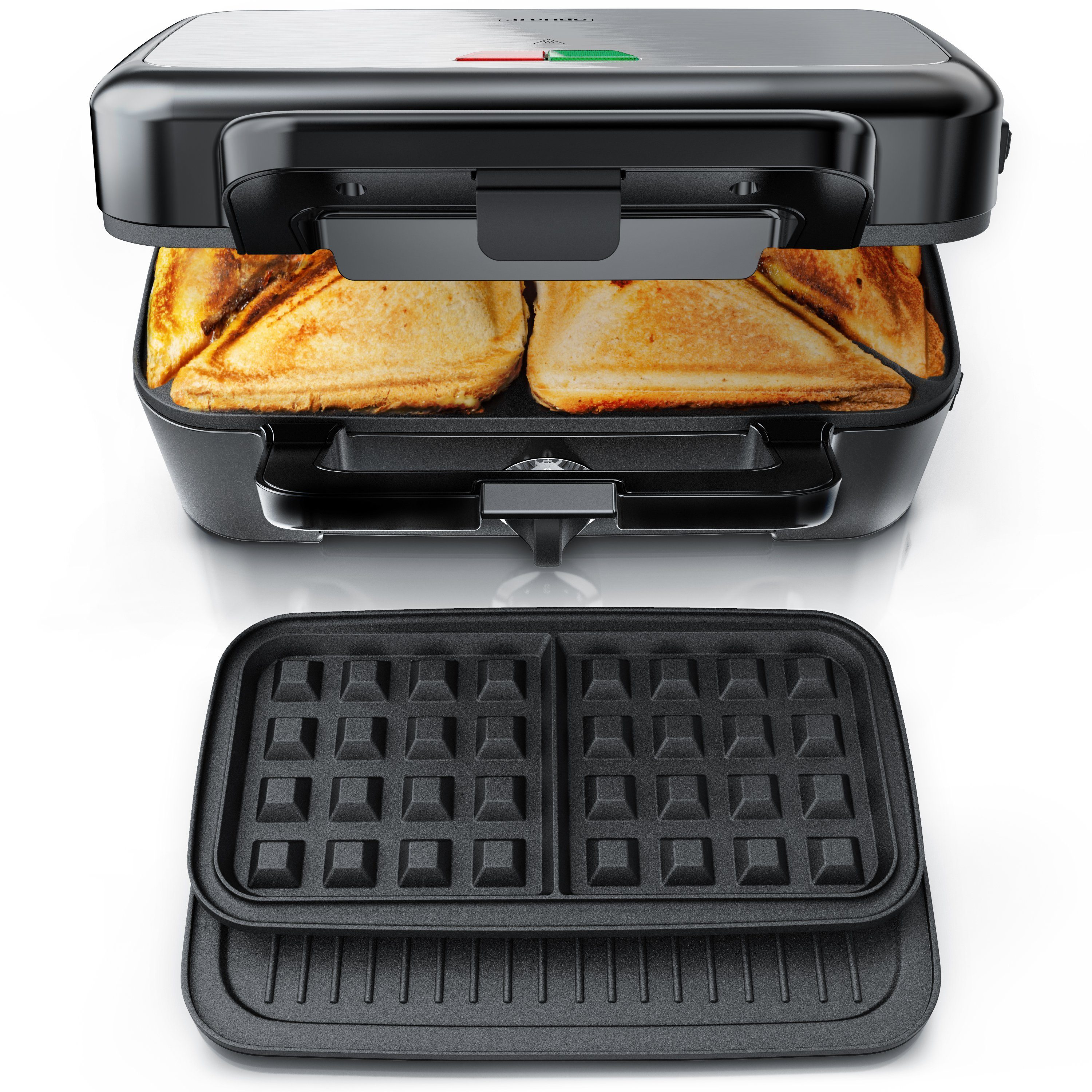 Kontaktgrill, Antihaftbeschichtete Waffeleisen & abnehmbare 3-in-1-Sandwichmaker, Platten Arendo