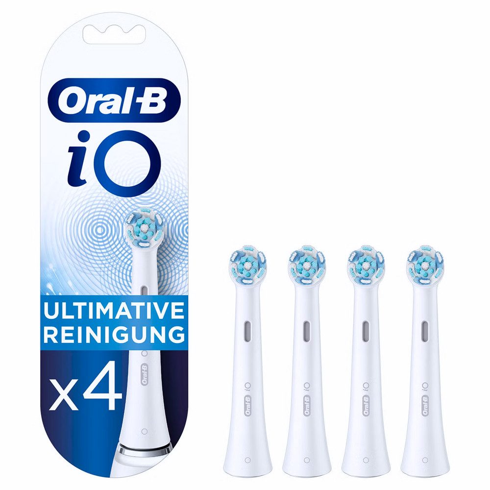 Oral-B Aufsteckbürsten iO Ultimative Reinigung weiß, 4er Pack, Revolutionäre Magnet-Technologie für 100% mehr Plaque-Entfernung