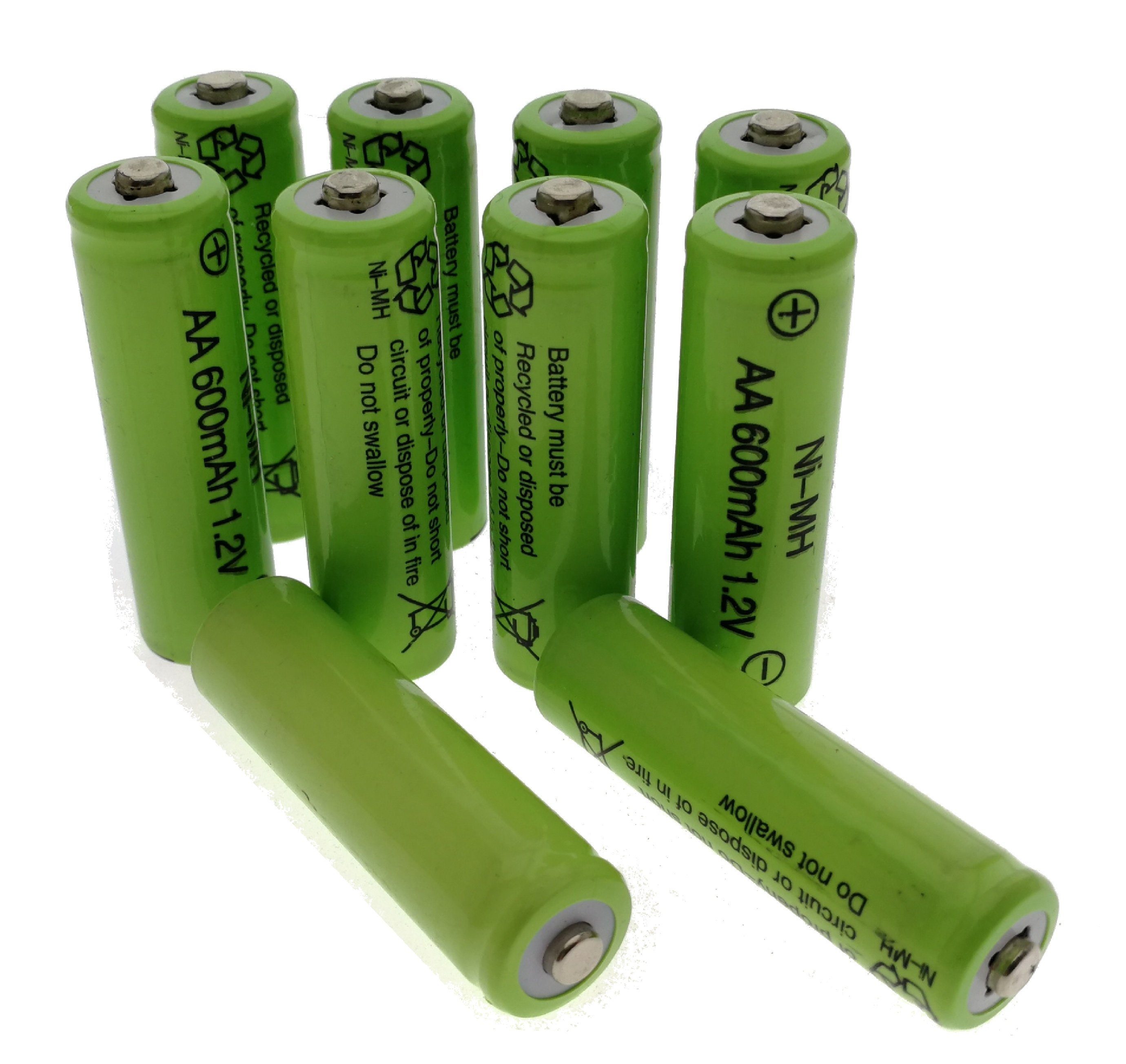 TRANGO Solarakkus 600 mAh, 1010-AA 10er Pack Akku NI-MH AA 1.2 V für Solarleuchte aufladbar
