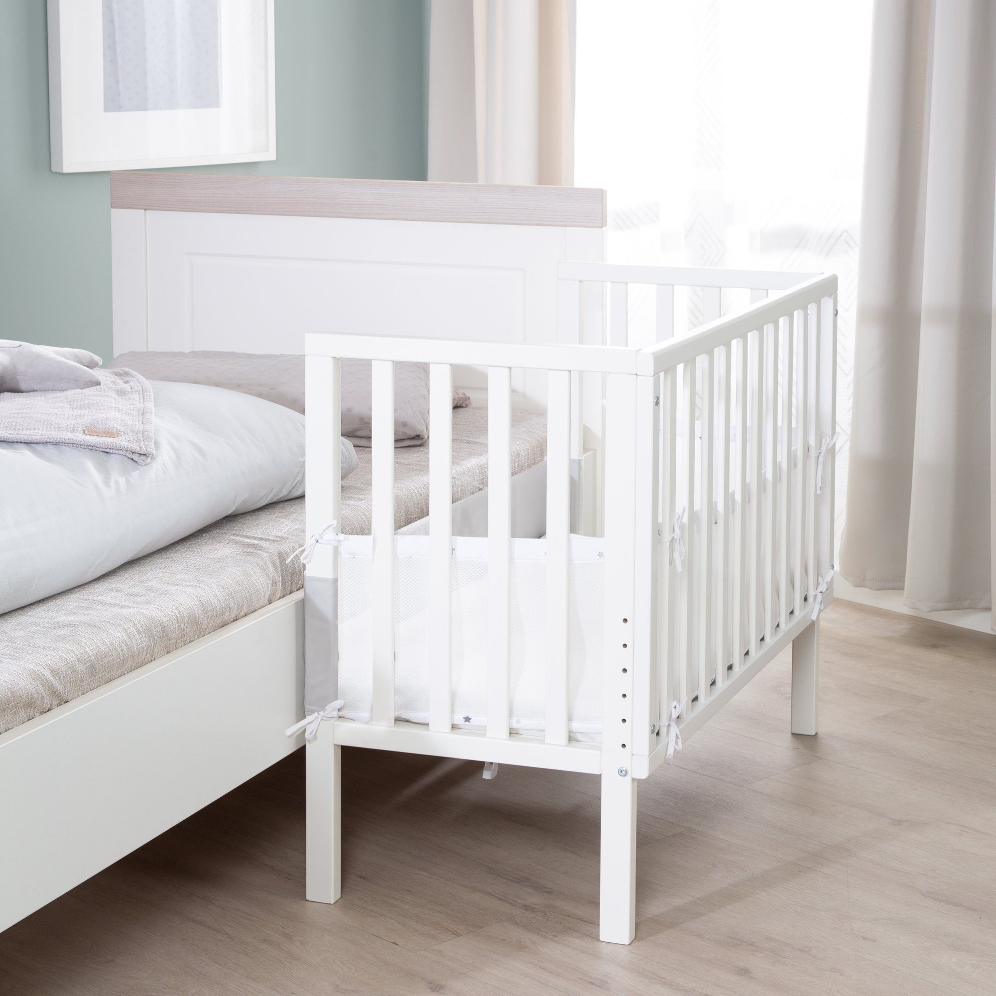 roba® Beistellbett Sternenzauber grau, Höhenverstellbar mit günstig online kaufen