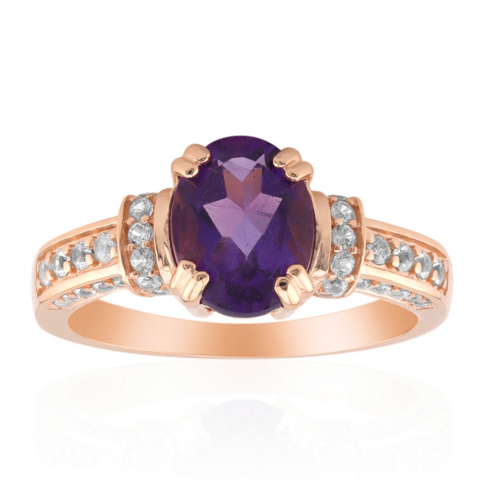 Cavill Silberring Amethyst Ring 1,49 ct, Rosévergoldet, 925 Sterlingsilber, Zirkon (1-tlg)