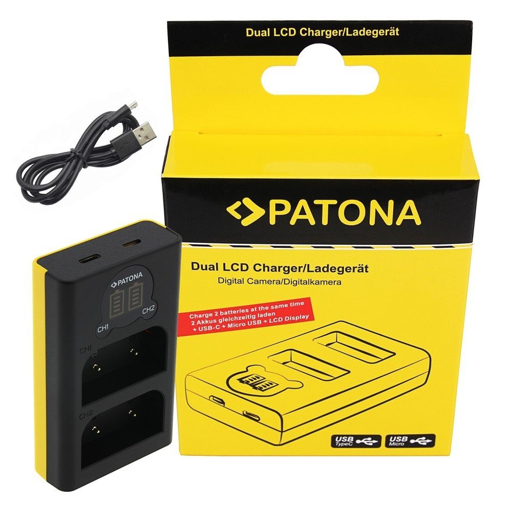 Patona Dual LCD Ladegerät für Olympus OM-1 Kamera-Ladegerät (700,00 mA, 1-tlg., Dual LCD Ladegerät für Olympus OM-1)