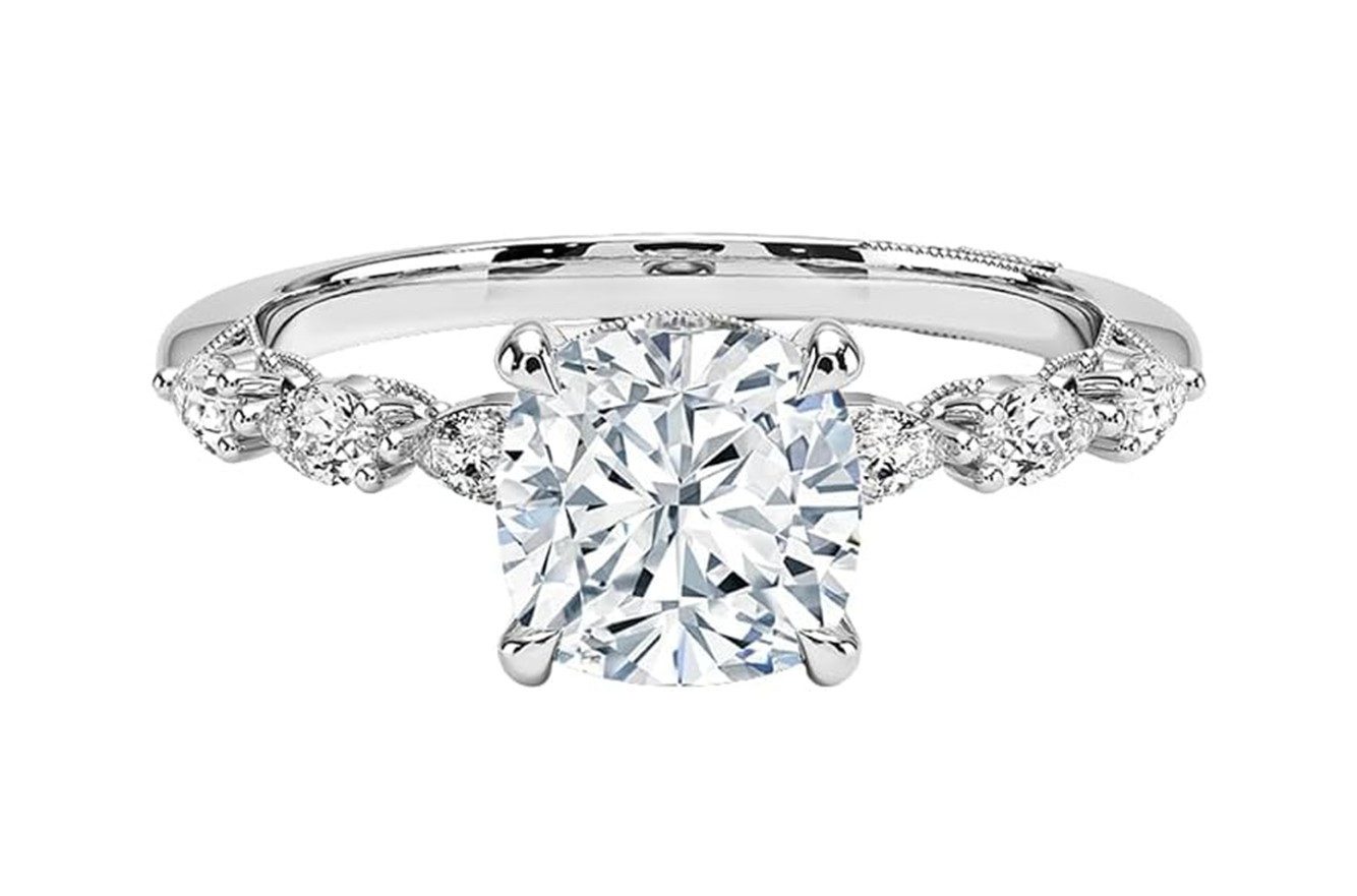 Jumpeak Trauring Ring für den Heiratsantrag, 1.5-2ct,D,VS1,3EX, Verlobungsringe frau, Geschenk für frau,Liebes geschenk für sie, Hochzeitsgeschenk