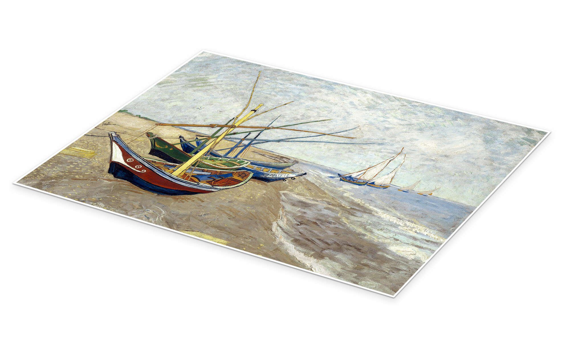 Posterlounge Wandbild Fischerboote am Strand von Les Saintes-Marie-de-la-Mer, Vincent van Gogh, erhältlich als Poster, Leinwandbild, Wandsticker oder Acrylglasbild