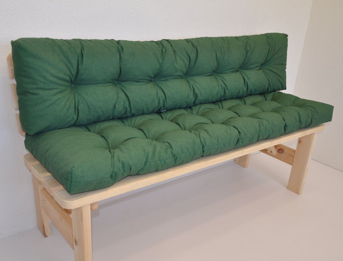 Rattani Bankauflage Kissen / Polster für Gartenbank / Bankkissen 150 cm dunkelgrün