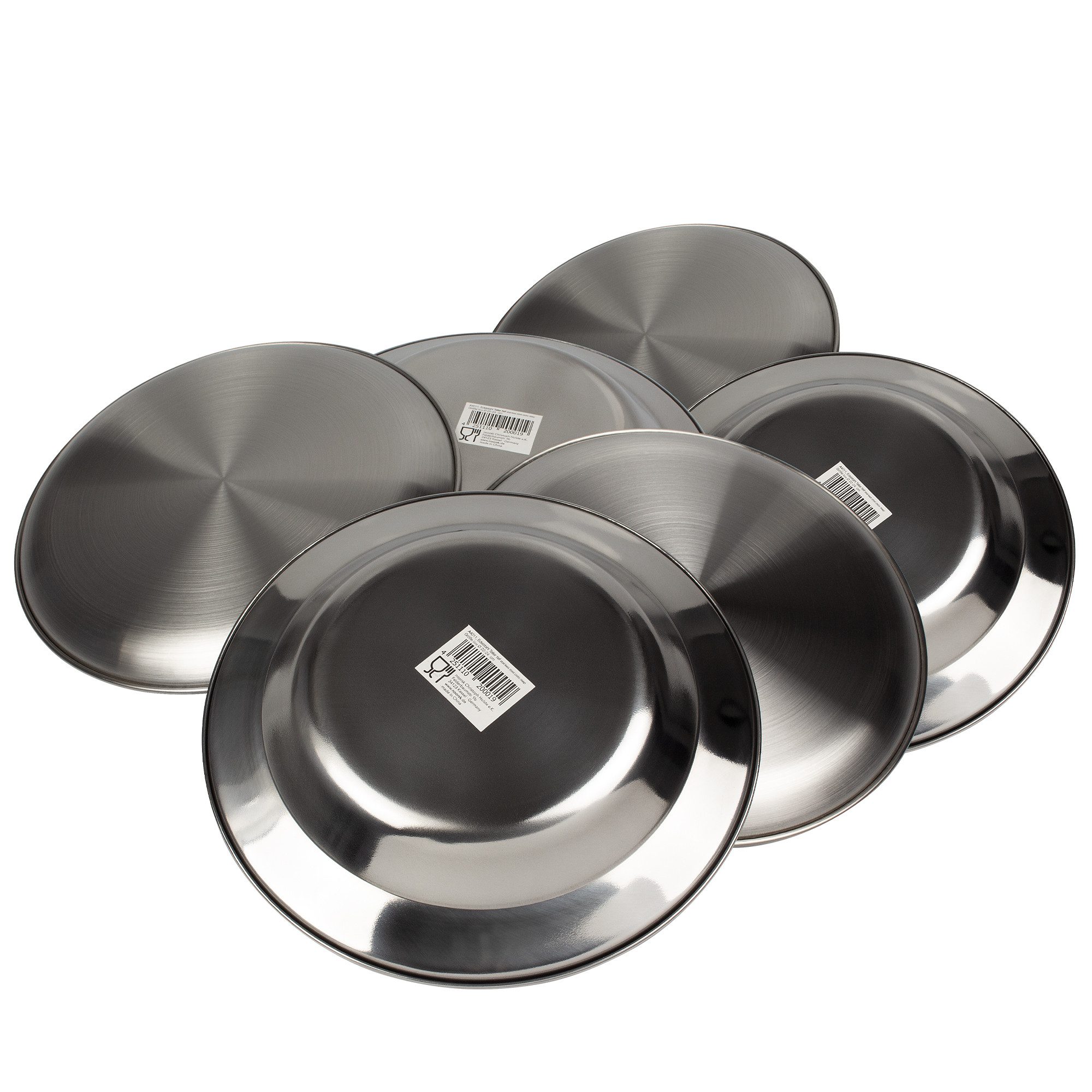 Black Snake Teller-Set Camping Teller Set Edelstahl flach und tief Outdoor (6-tlg), Edelstahl, Robuste Edelstahlteller für Camping und Outdoor
