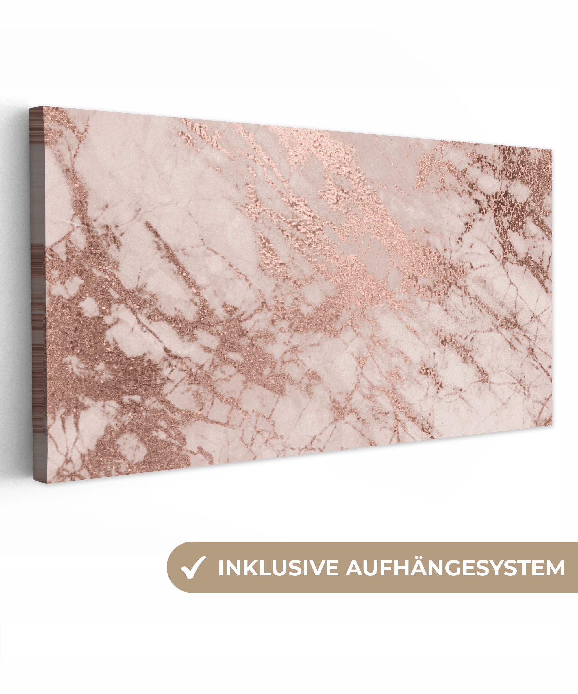 OneMillionCanvasses® Leinwandbild Panorama Marmor - Rosa - Luxus - Marmorop günstig online kaufen