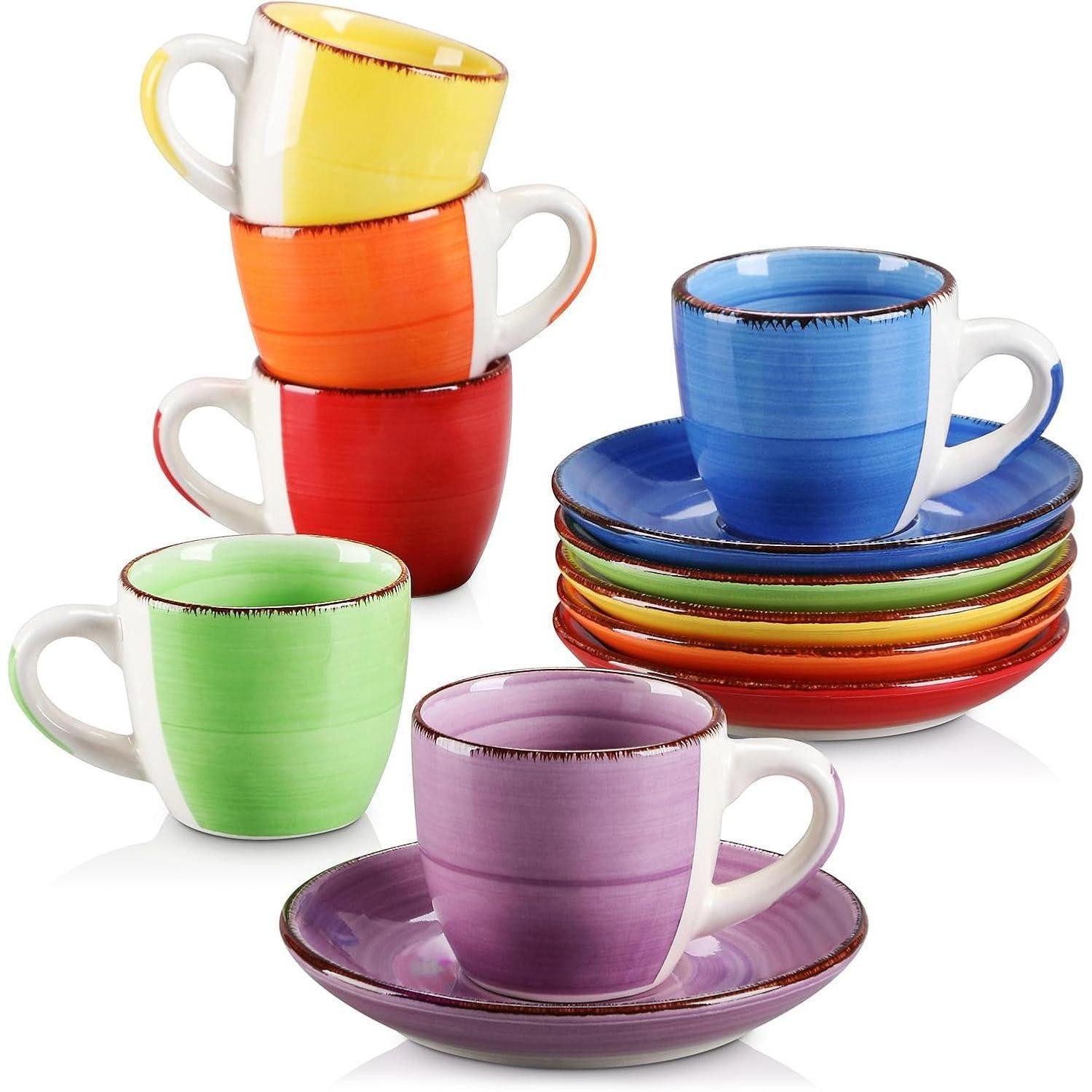 LuxusKollektion Espressotasse Espressotassen Steingut 12teilig Espressotassen(12x) Bonita-bunt, Keramik