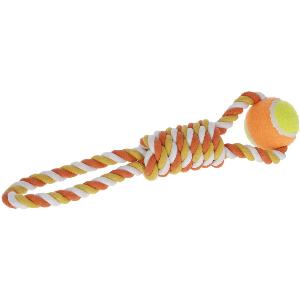 Outdoor-Spielzeug Hundespielzeug - Zugspielzeug mit Tennisball - orange/gelb