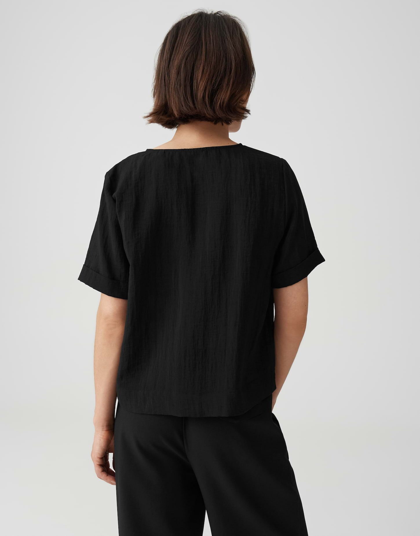 OPUS Shirtbluse Bluse aus strukturierter Webware mit Boxy Fit Kleine Schlitze für einen modernen Look