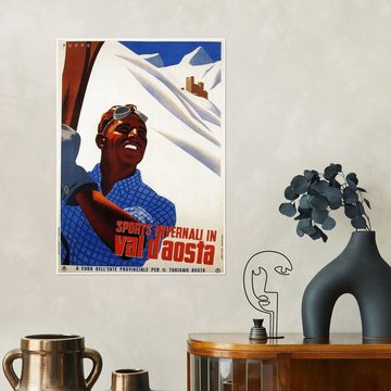 Posterlounge Poster Vintage Ski Collection, Aostatal (italienisch), Vintage Illustration