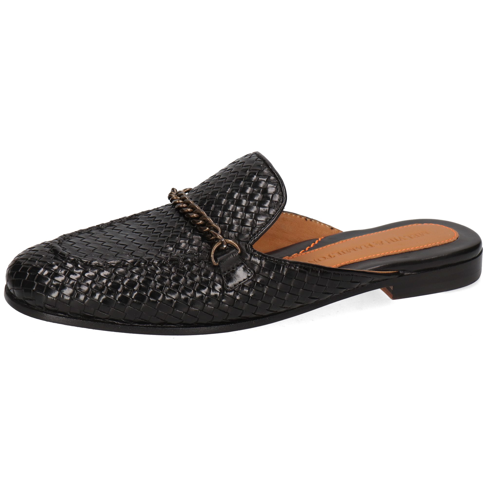 Melvin & Hamilton Scarlett 77 Leder-Geflochtene Schuhe für Damen Pantolette Flache Absätze, Echtes Leder, Vegetabile Gerbung, Von Hand geflochten