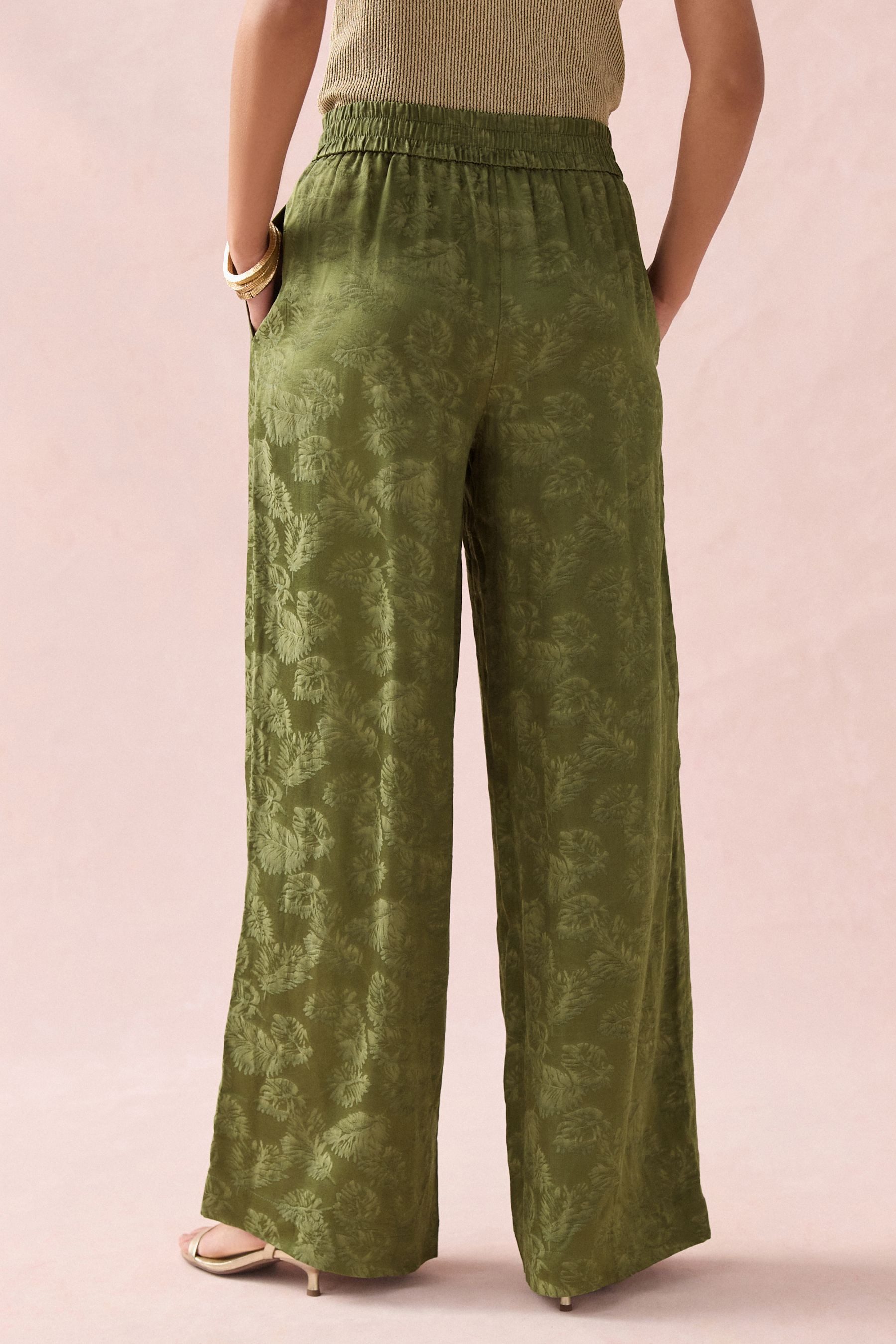 Next Palazzohose Satin-Jacquardhose mit weitem Beinschnitt (1-tlg) günstig online kaufen