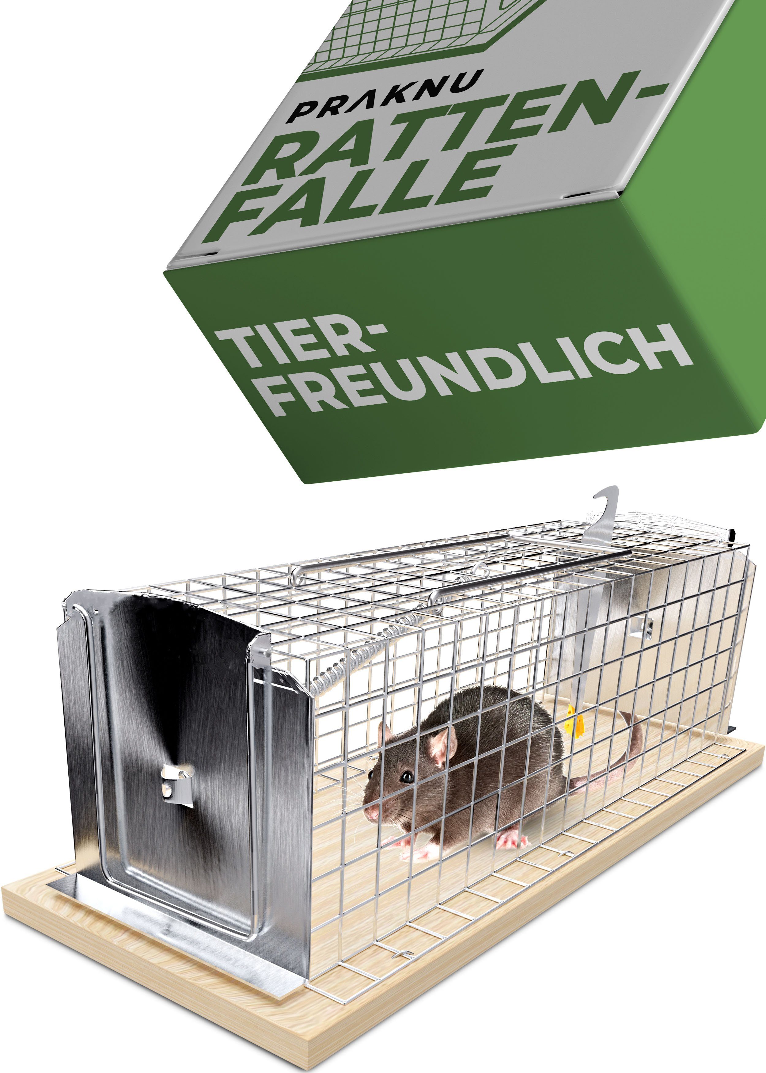 Kleintierkäfig Praknu Rattenfalle Lebendfalle 30 cm Groß aus FSC® Holz