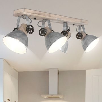 etc-shop LED Deckenspot, Leuchtmittel inklusive, Warmweiß, RETRO Decken Spot Leuchte Holz Licht-Schiene Küchen Lampe