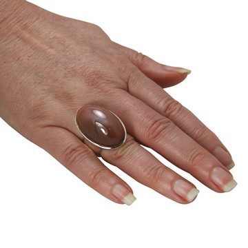 SKIELKA DESIGNSCHMUCK Silberring Mondstein Ring "Brown" 33x20 mm (Sterling Silber 925) (1-tlg), hochwertige Goldschmiedearbeit aus Deutschland
