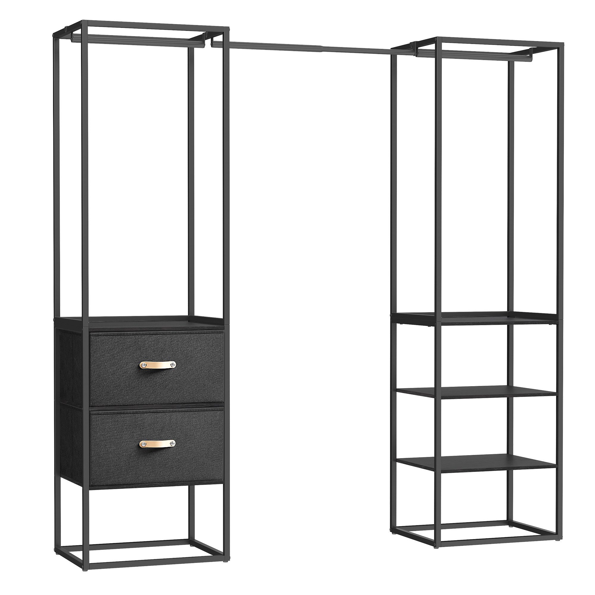 SONGMICS Kleiderschrank Kleiderständer hochbelastbar, 2 Schubladen, 4 Ablagen