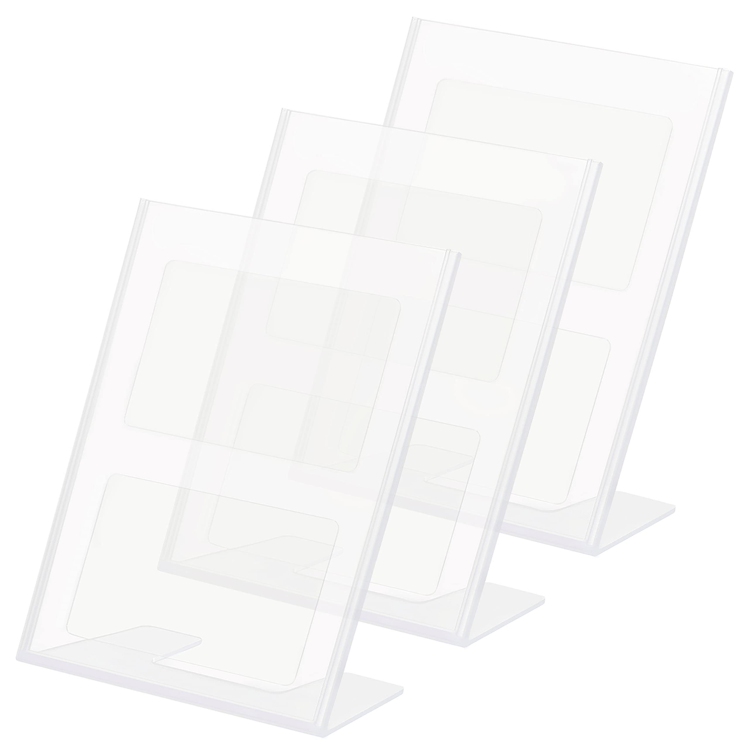 Kurtzy View Cover Transparenter Prospektständer A4 (3 Stück), Transparent Acrylaufsteller A4 (3 Stk) - Schräger Prospektständer