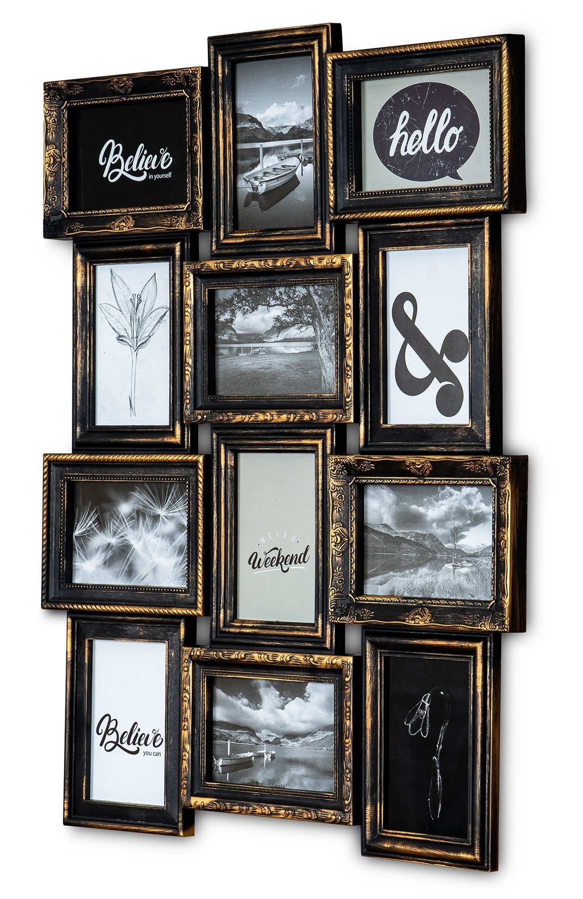 Levandeo® Bilderrahmen Collage, Bilderrahmen Schwarz Kupfer günstig online kaufen
