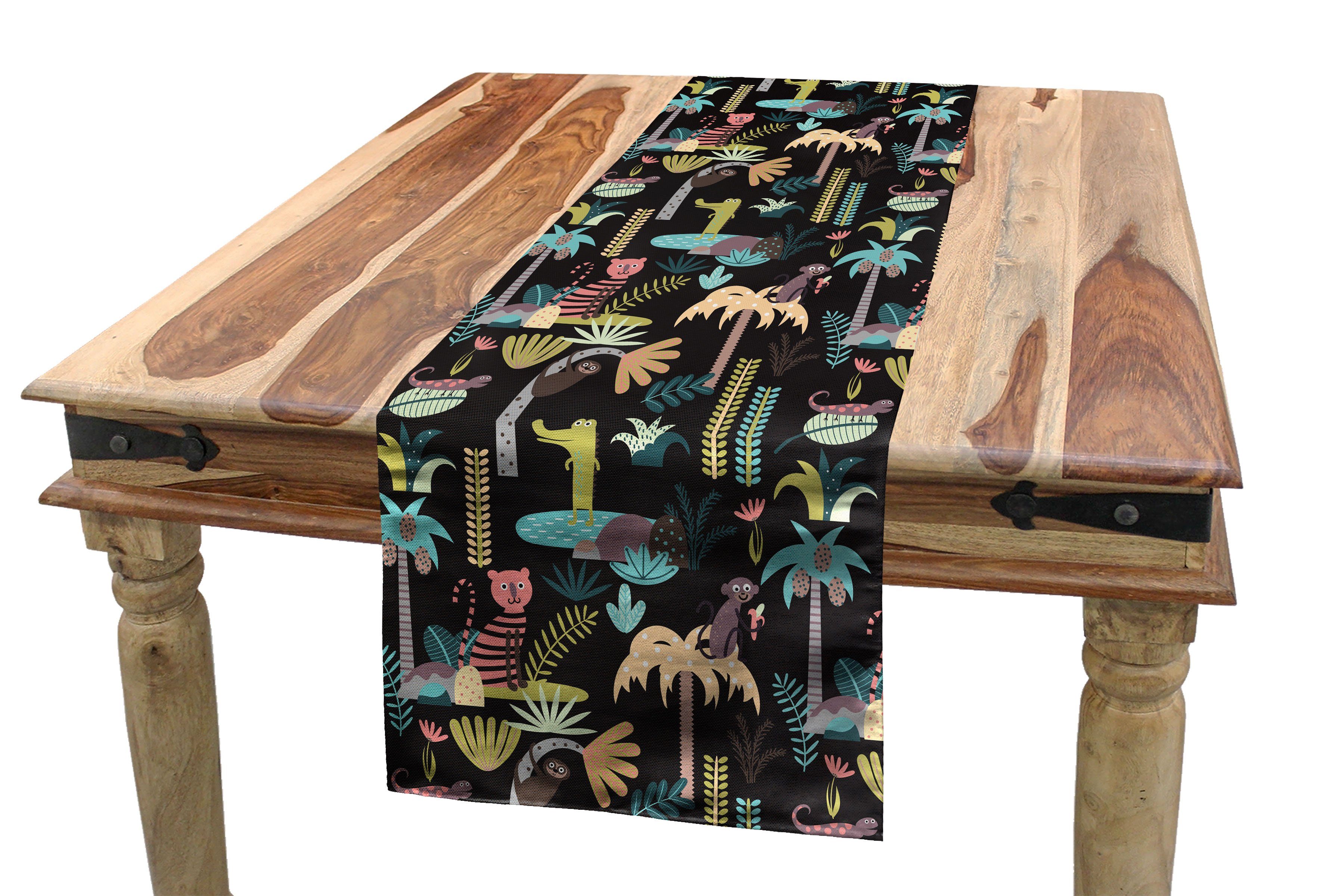 Abakuhaus Tischläufer Esszimmer Küche Rechteckiger Dekorativer Tischläufer, Urwald Tropical Island Nature