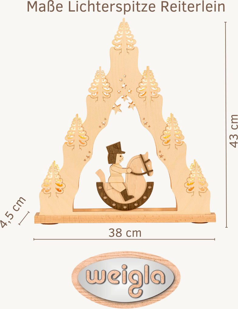Weigla Schwibbogen Reiterlein, Lichterspitze aus Holz, NATUR-BRAUN, Made in günstig online kaufen