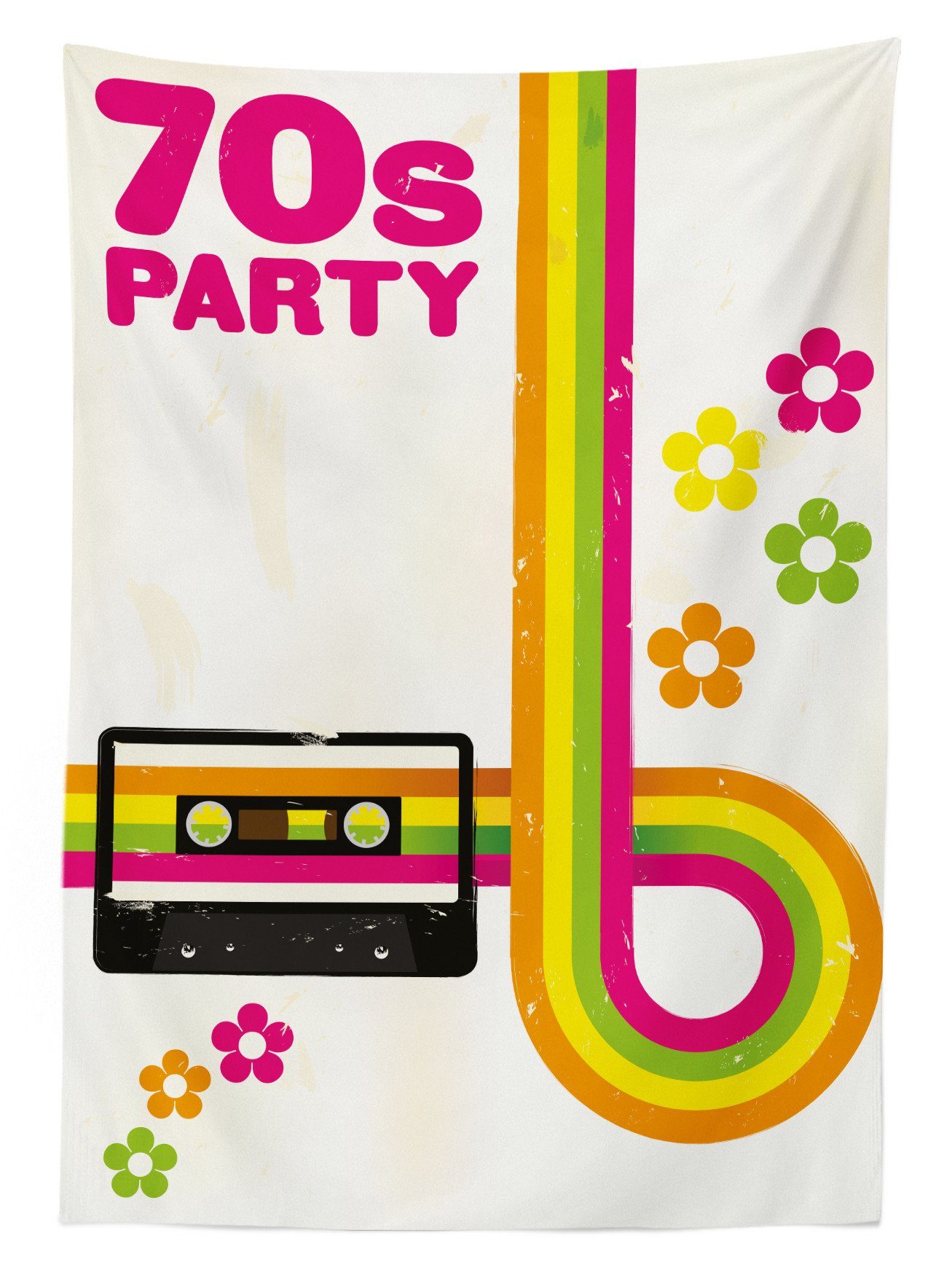 Klare den 70er Farben, geeignet Party-Casette-Tape Abakuhaus Bunt Farbfest Außen Jahre Tischdecke Für Waschbar Bereich