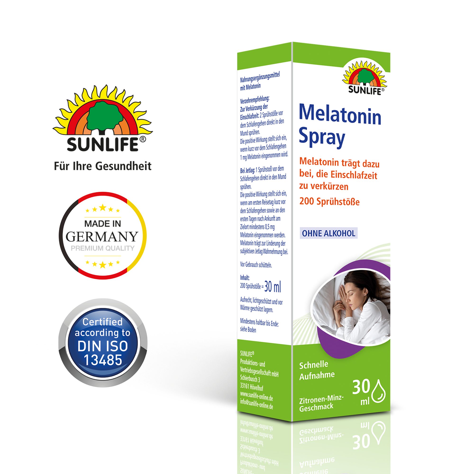 SUNLIFE Mundspray SUNLIFE® Melatonin Spray - 0,5 mg Schlaf Erholung Schlafprobleme
