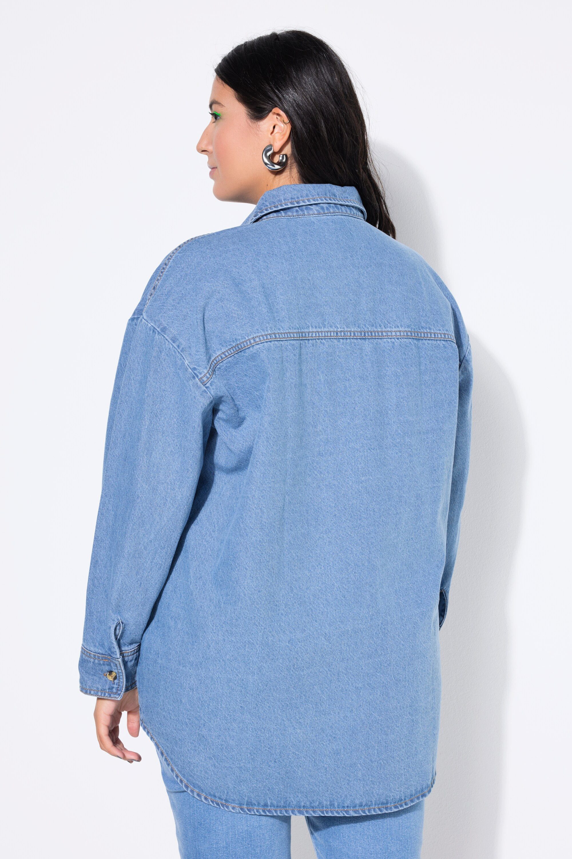 Studio Untold Hemdbluse Jeanshemd oversized Heart-Stickerei