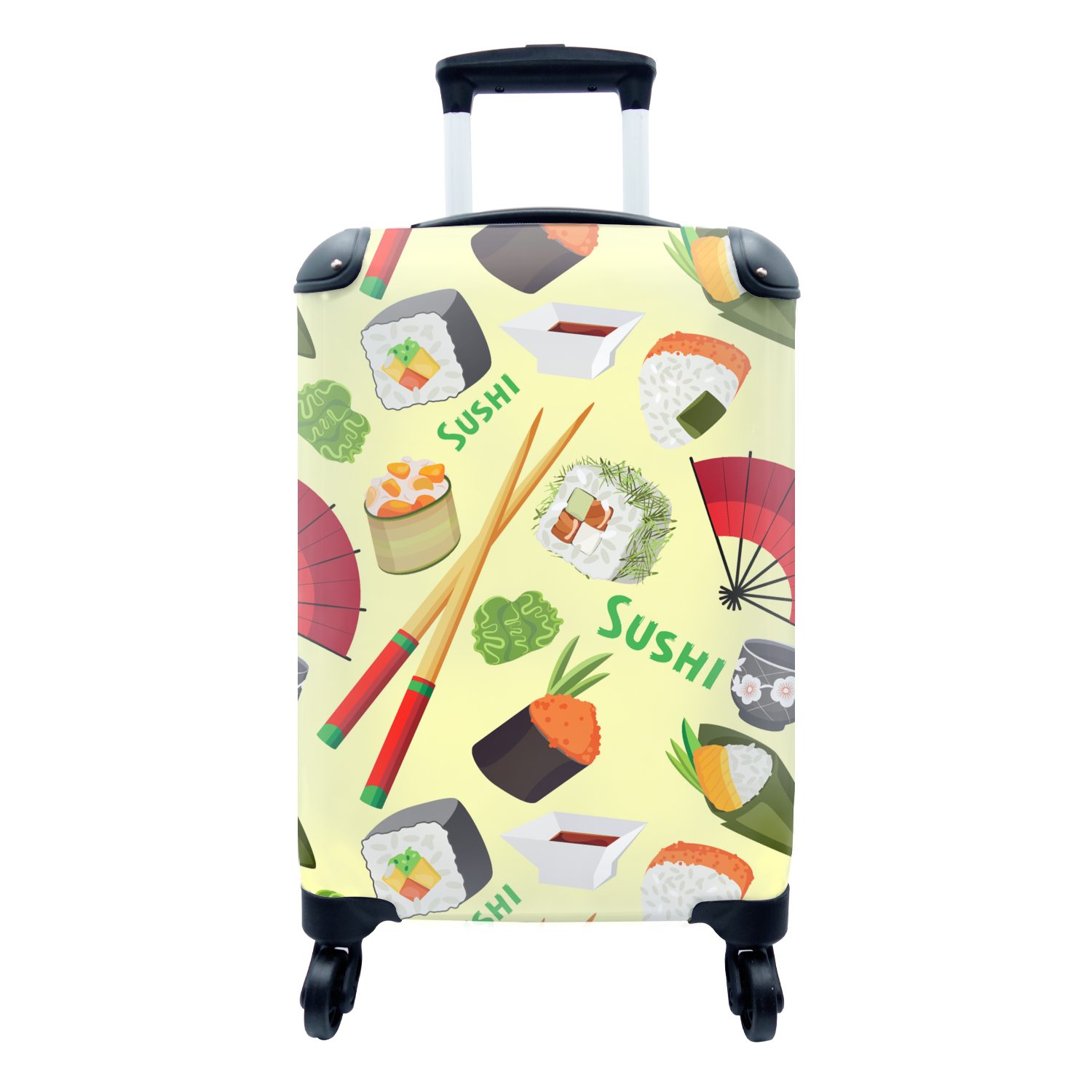 MuchoWow Handgepäckkoffer Sushi - Japan - Muster, 4 Rollen, Reisetasche mit rollen, Handgepäck für Ferien, Trolley, Reisekoffer