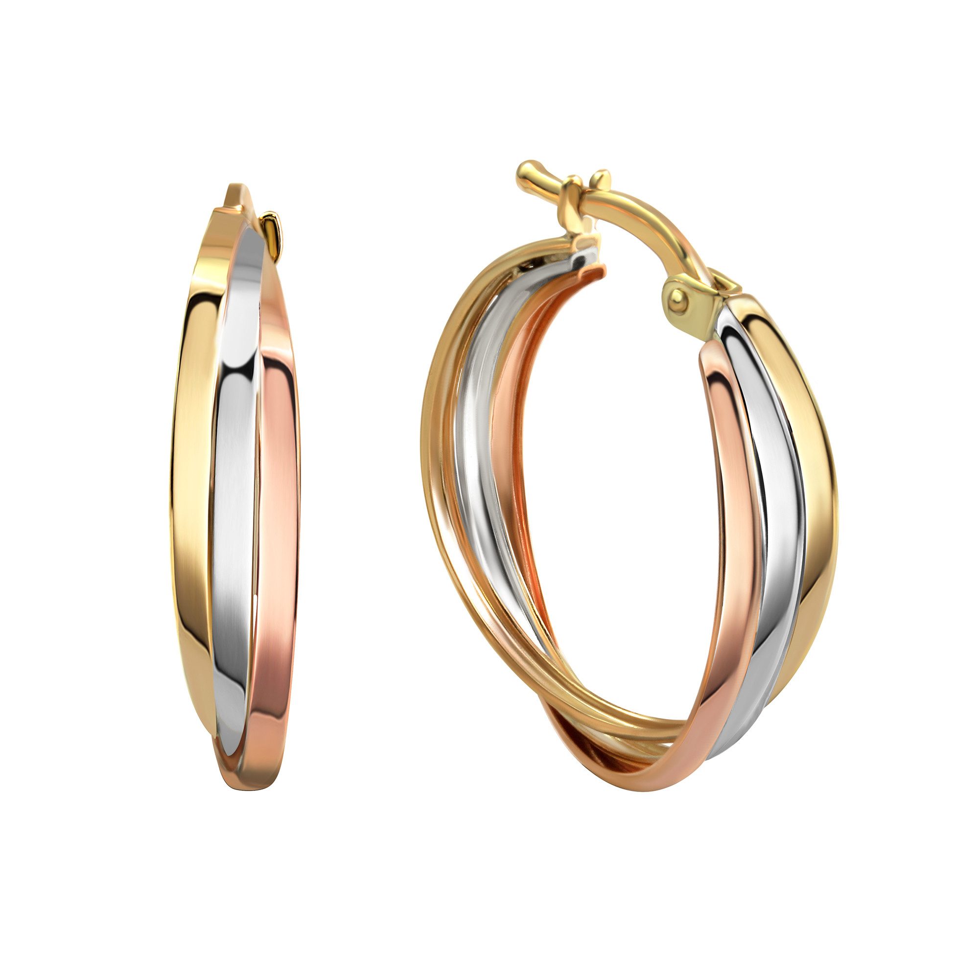 Fascination by Ellen K. Paar Серьги-кольца Gold 333 dreifarbig 20mm Durchmesser
