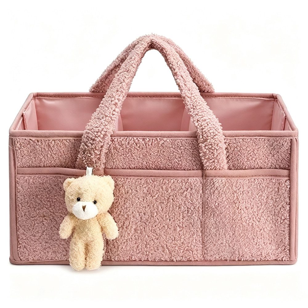 AFKSMILE Aufbewahrungskorb Wickeltasche Organizer mit Griffen, Wickelorganizer für Babybedarf, Baby Aufbewahrungskorb, tragbarer Wickelkorb mit abnehmbaren Fächern