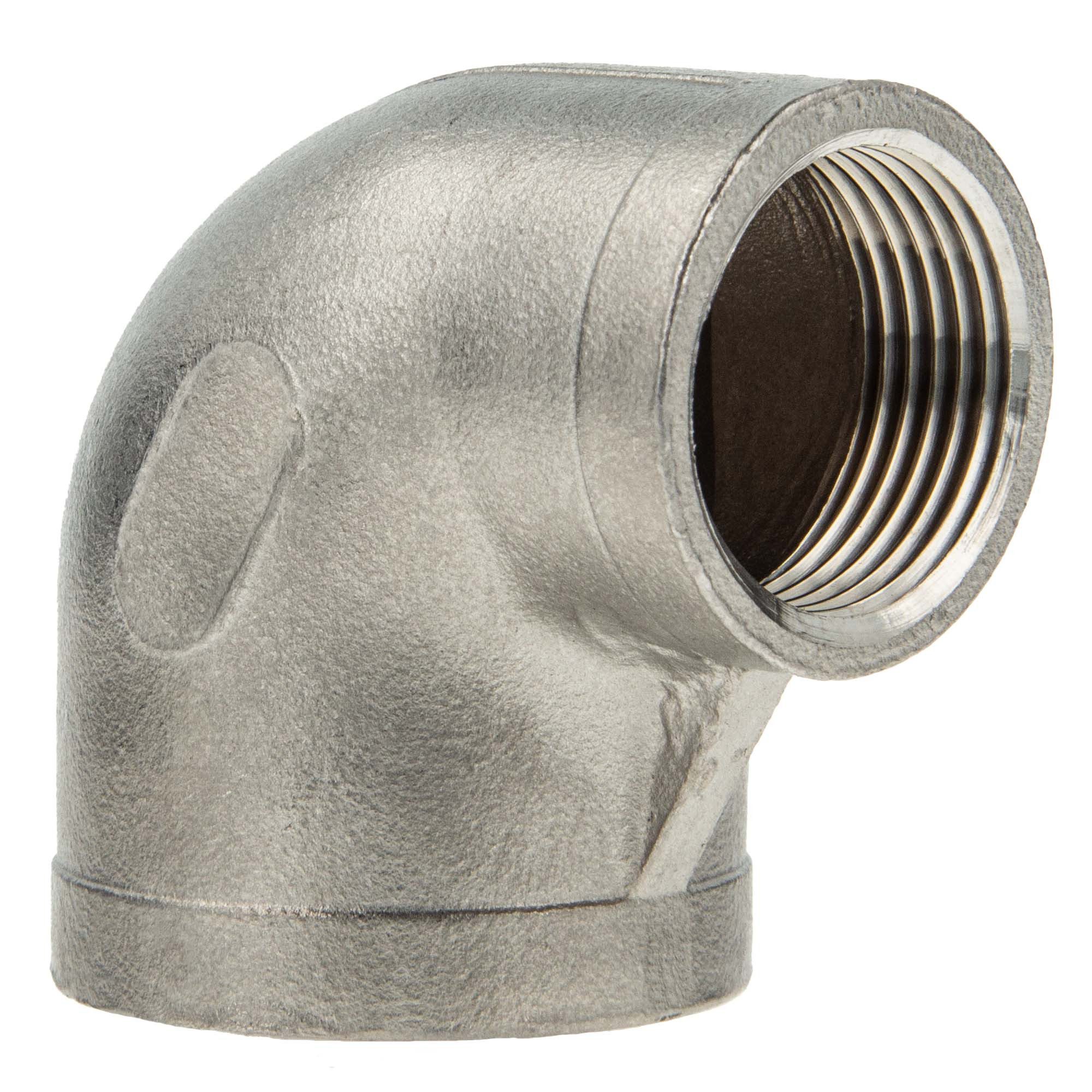 tecuro Gewindefitting Winkel 90° reduziert, IG x IG Edelstahl V4A (AISI 316), 1/2 x 3/8 Zoll