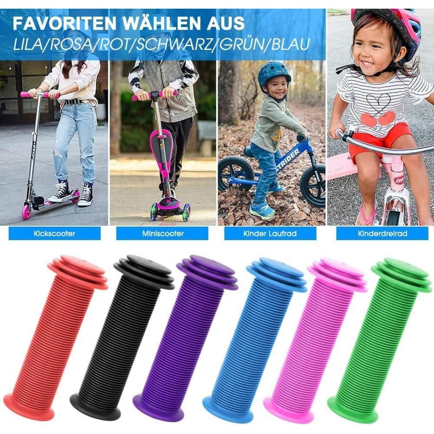 LuxusKollektion Fahrradlenker Fahrradgriffe Kinder 22mm 105mm Prallschutz Dreirad Laufrad Purple