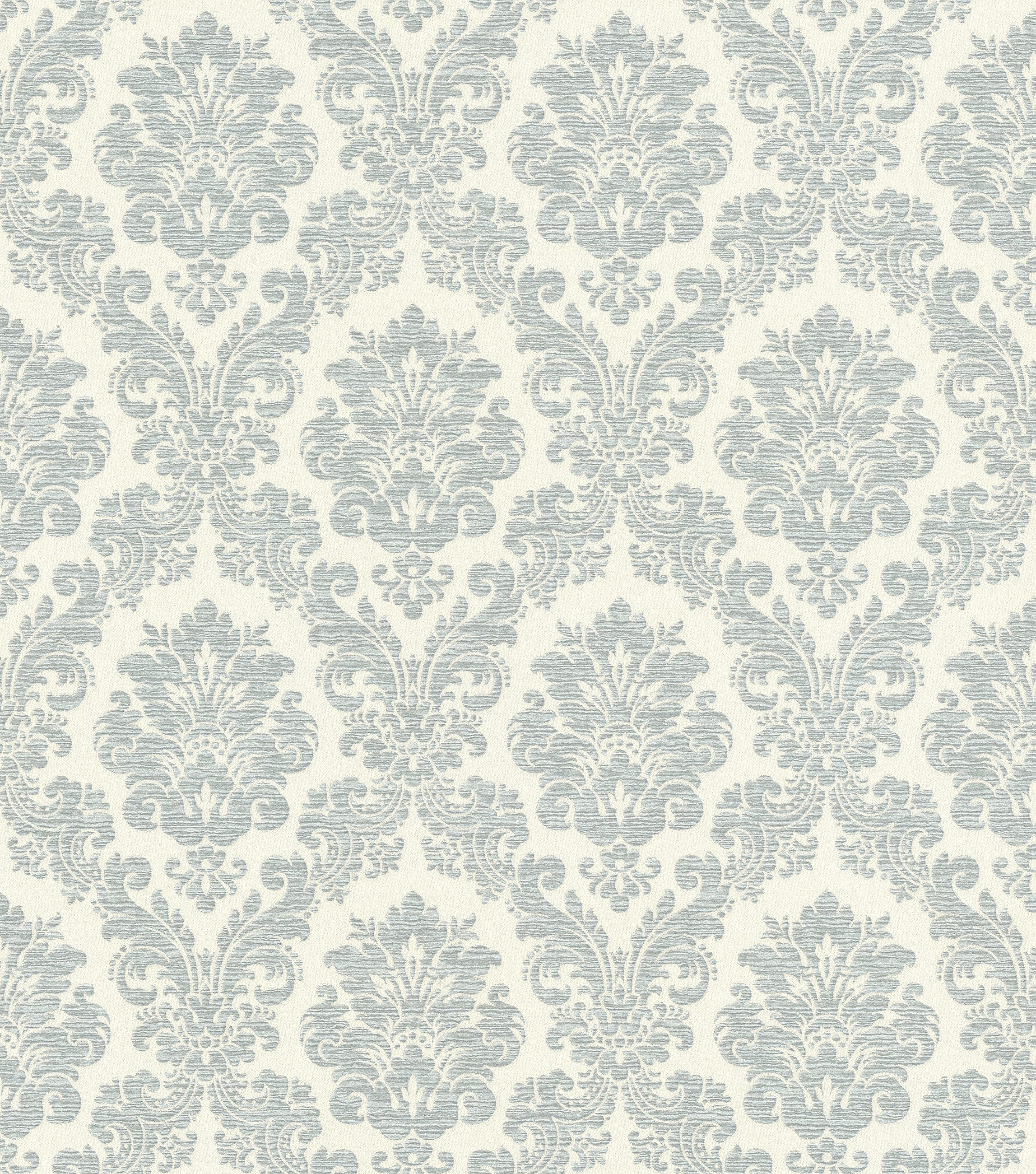 Rasch Vliestapete Barock - Vinyltapete Beige Blau, Barock, (1 Rolle, 1 St., 10,05 m x 0,53 m), gute Lichtbeständigkeit, feucht abwischbar, restlos abziehbar