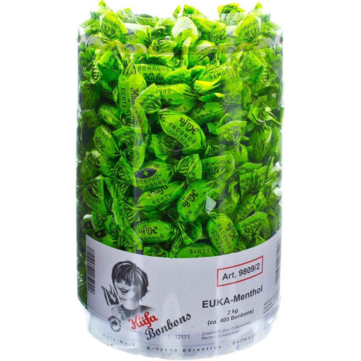 KUEFA Süßigkeit, Küfa Euka Menthol Bonbons mit Eukalyptus circa 400 Stück 2000g