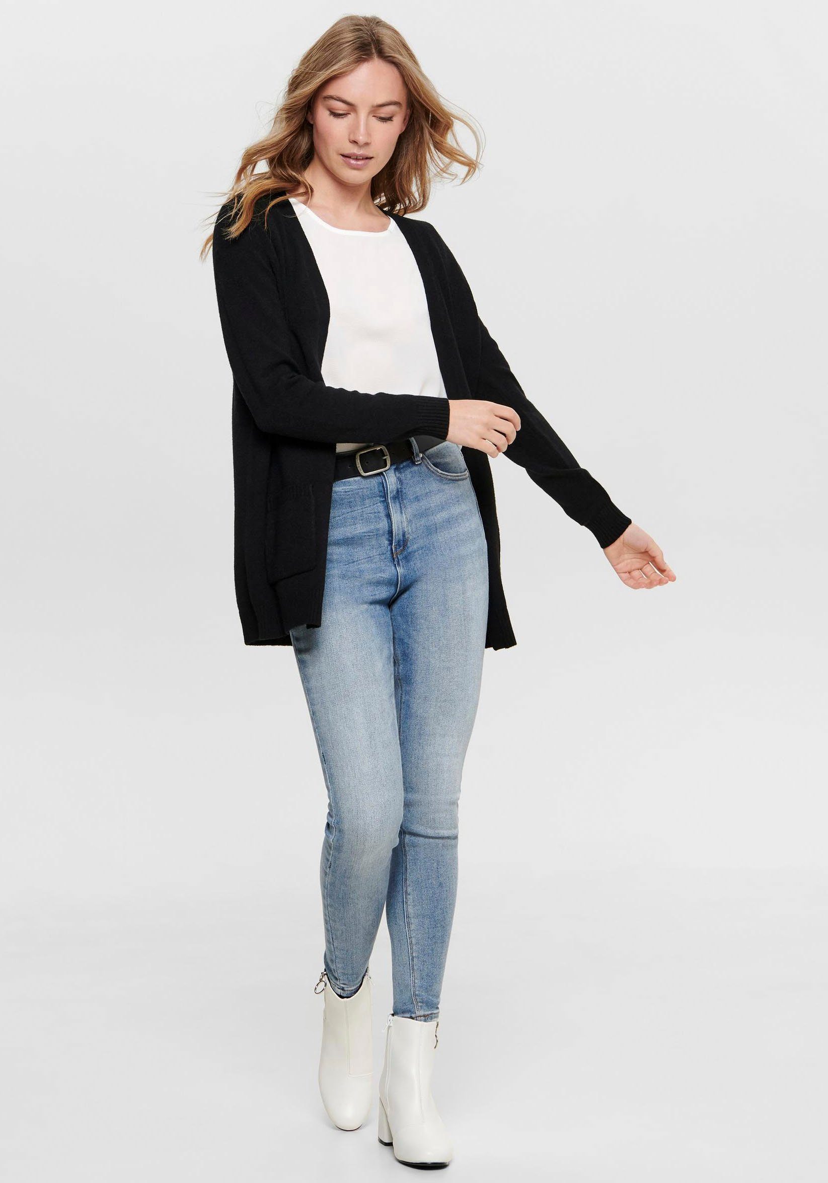 ONLY Strickjacke ONLLESLY – Cardigan mit Taschen und figurumspielender Form figurumspielend, casual, Feinstrick, Viskosemischung, V-Ausschnitt
