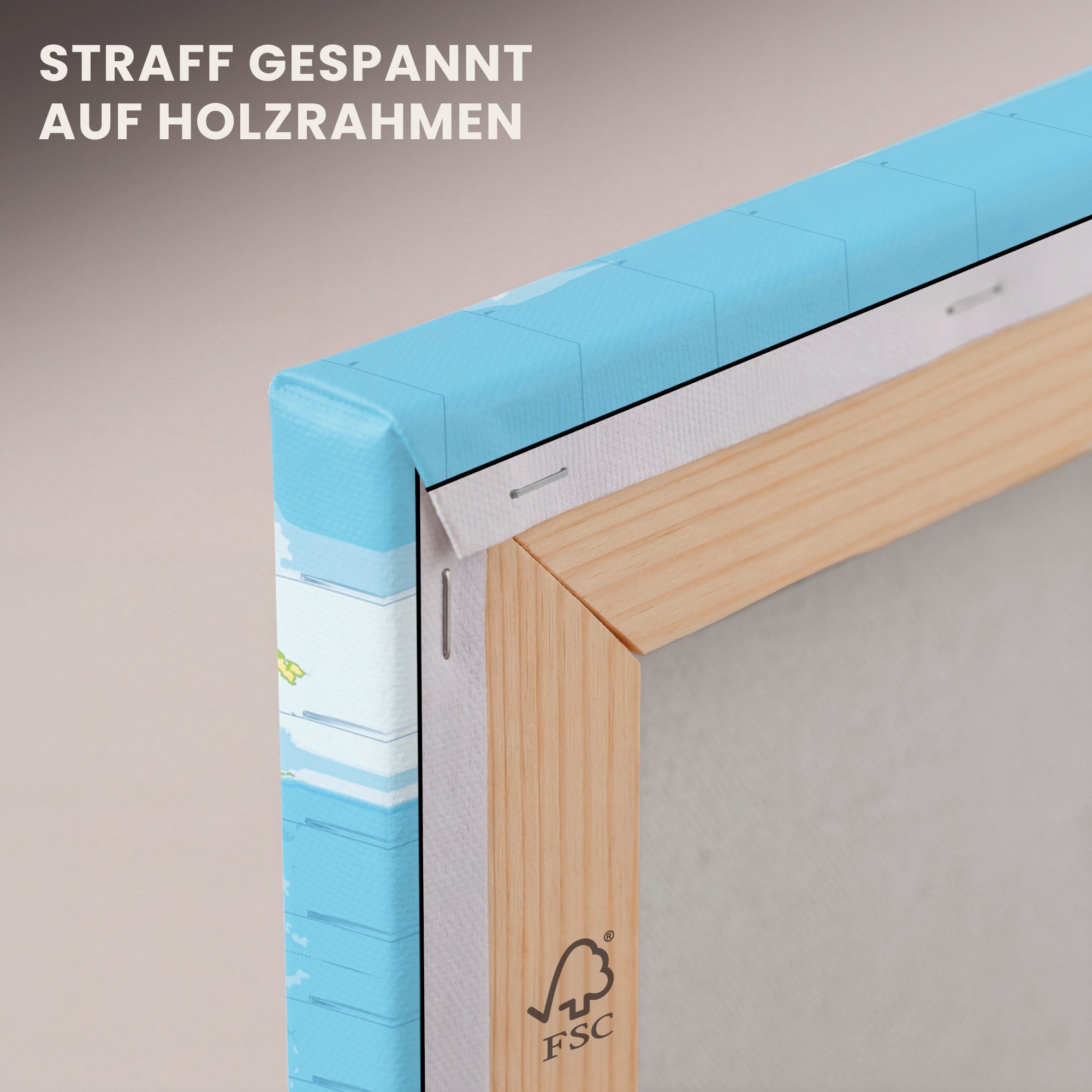 OneMillionCanvasses® Leinwandbild Weltkarte - Statistisch - Blau - Erde - Bildung, Fotodruck (1 St), Leinwand Bilder Klein, Wand Dekoration Aesthetic 30x20 cm – Bild 5 von 5