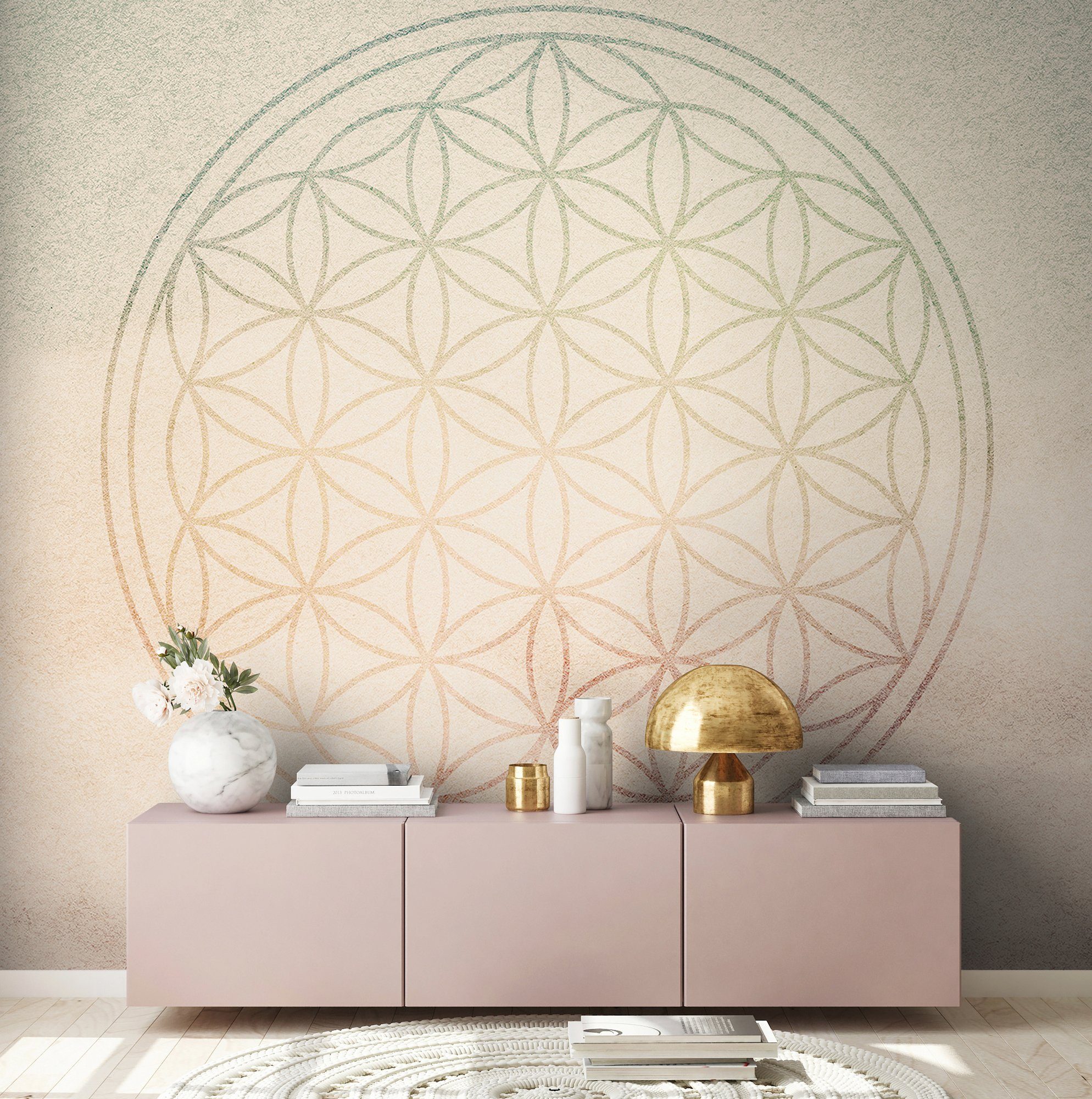 Architects Paper Fototapete Atelier 47 Flower of Life 2, glatt, orientalisch, (4 St), Vlies, Wand, Schräge, Decke
