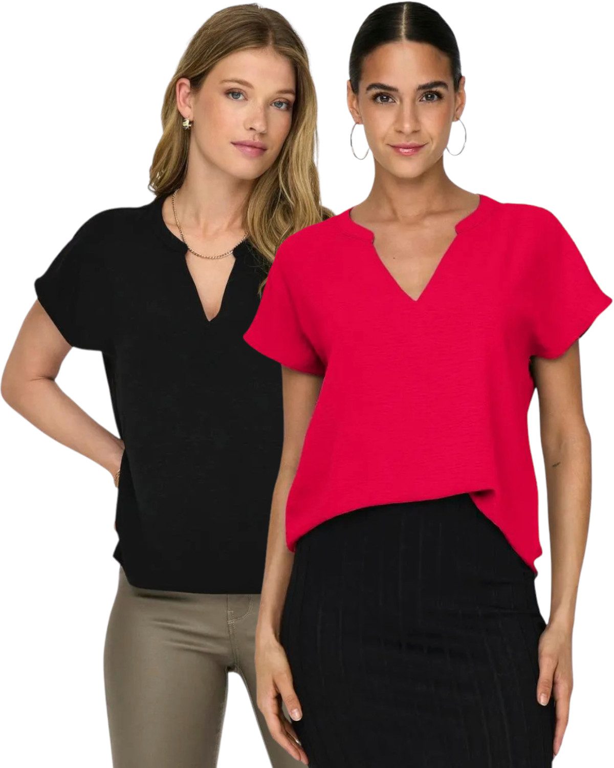 Jaquelin de Young Blusenshirt (2er-Pack) JDY Basic Shirt im Doppelpack