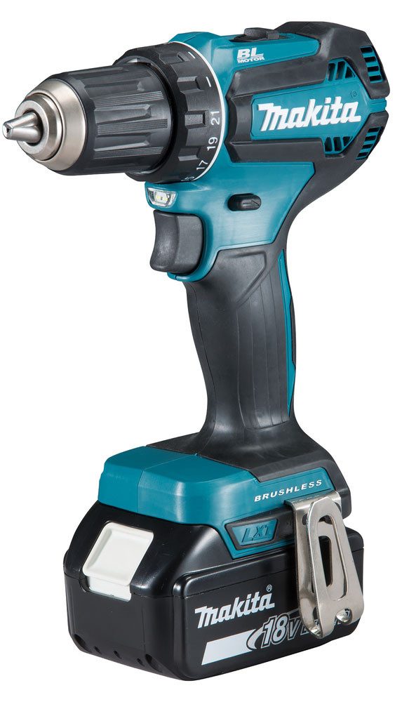Makita Akku-Bohrschrauber DDF485RFJ, inkl. 2 Akkus 18V/3Ah, Ladegerät und Koffer