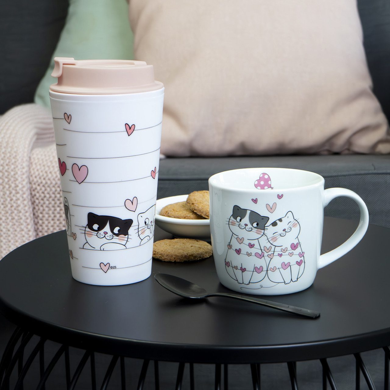 Geda Labels GmbH Tasse Cutie Cats, 1-tlg., Porzellan, Weiß, 300ml, spülmaschinengeeignet