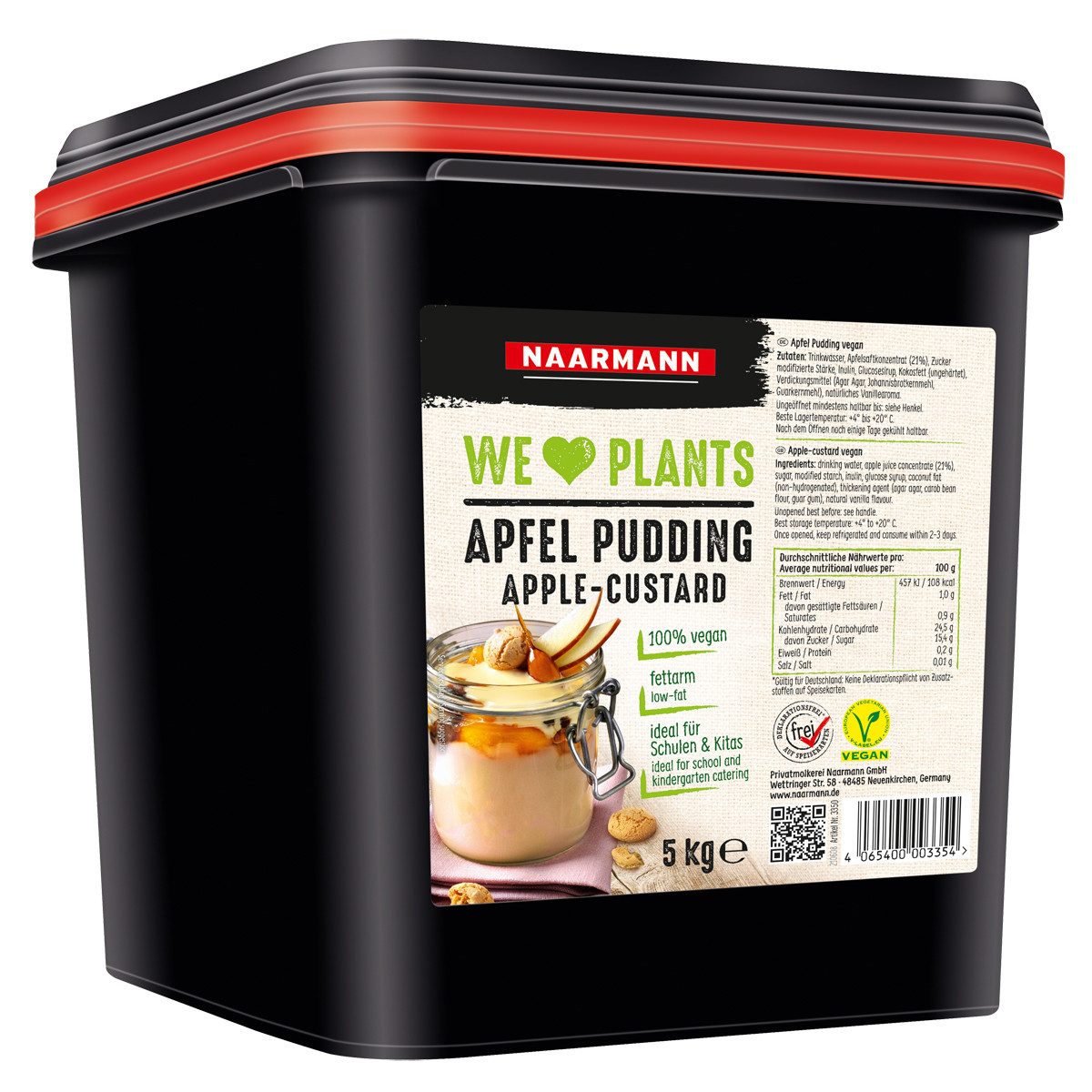 NAARMANN Süßigkeit, Naarmann Apfel Pudding fettarm vegan cremiger Fruchtgenuss 5000g